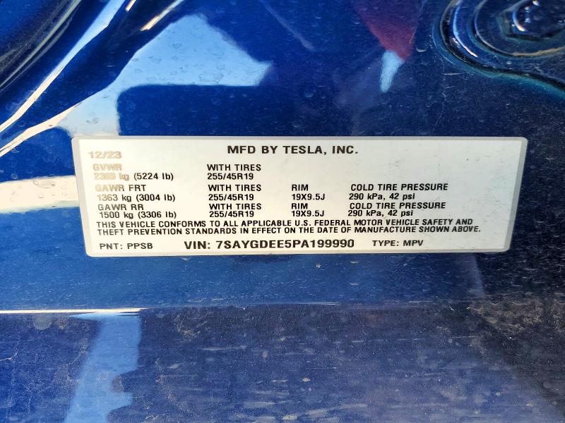 2023 Tesla Model Y მანქანა იყიდება აუქციონზე, vin: 7SAYGDEE5PA199990, აუქციონის ნომერი: 78471615