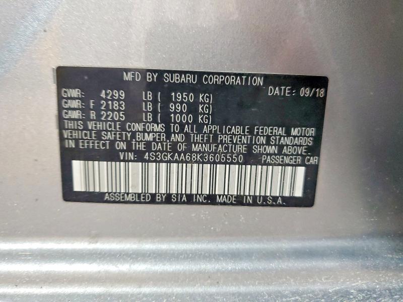 Продаж на аукціоні авто 2019 Subaru Impreza, vin: 4S3GKAA68K3605550, номер лоту: 78883775