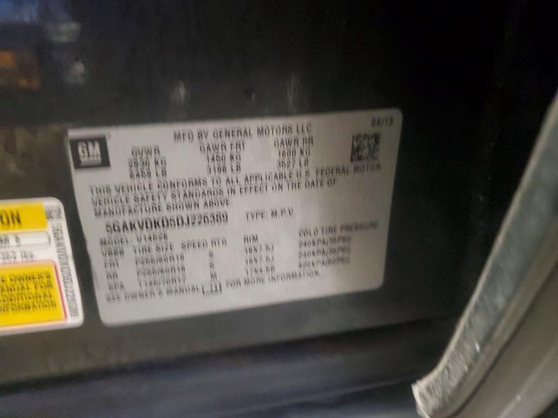 76730235 :رقم المزاد ، 5GAKVDKD5DJ226389 vin ، 2013 Buick Enclave مزاد بيع