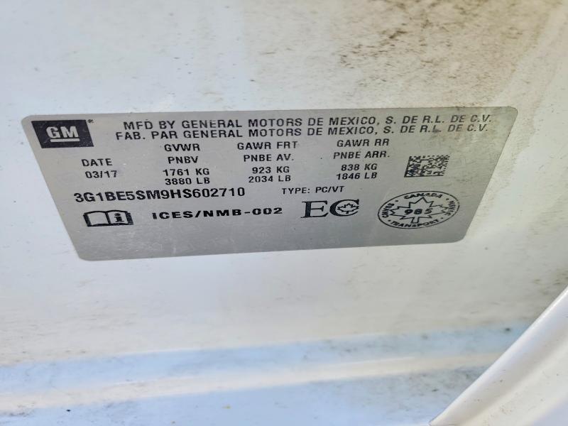 Продаж на аукціоні авто 2017 Chevrolet Cruze, vin: 3G1BE5SM9HS602710, номер лоту: 78673935