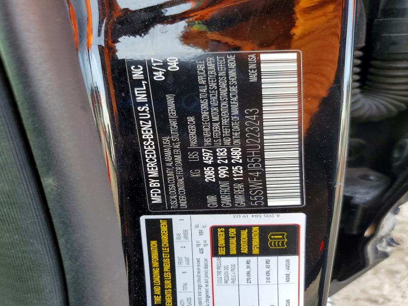 Продажа на аукционе авто 2017 Mercedes-benz C, vin: 55SWF4JB5HU223243, номер лота: 77854595