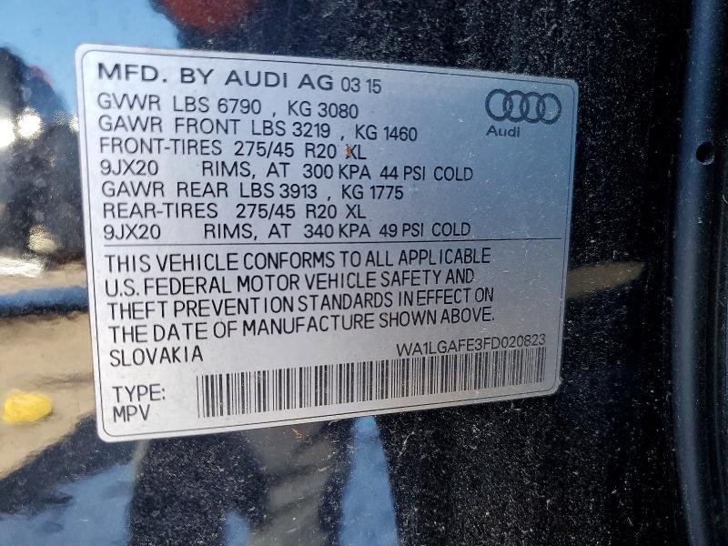 Продажа на аукционе авто 2015 Audi Q7, vin: WA1LGAFE3FD020823, номер лота: 75478215