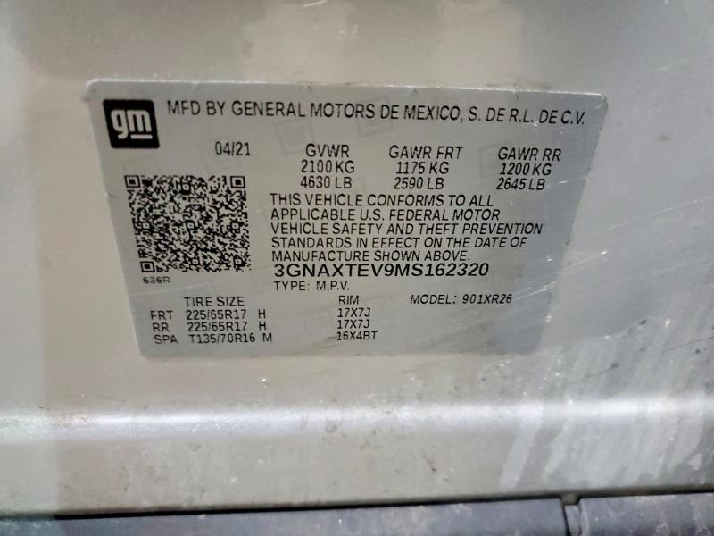 Продажа на аукционе авто 2021 Chevrolet Equinox, vin: 3GNAXTEV9MS162320, номер лота: 76658165