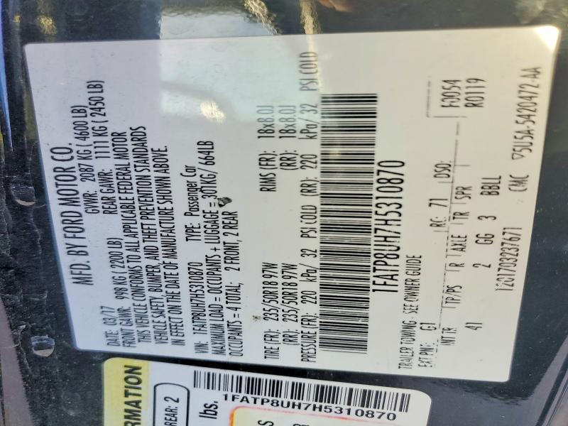 Aukcja sprzedaży 2017 Ford Mustang, vin: 1FATP8UH7H5310870, numer aukcji: 76360095