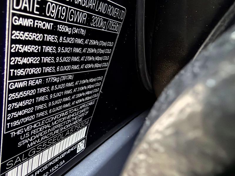 Aukcja sprzedaży 2020 Land Rover Range Rove, vin: SALGS5SE0LA579304, numer aukcji: 76471495