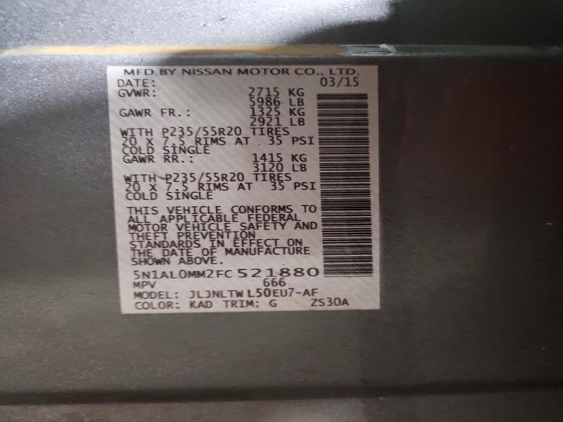 Aukcja sprzedaży 2015 Infiniti Qx60, vin: 5N1AL0MM2FC521880, numer aukcji: 75763145