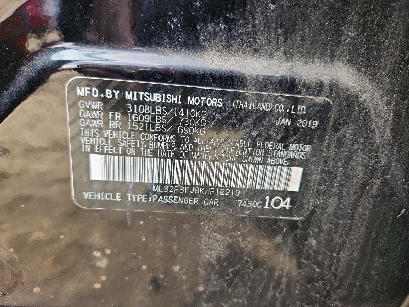 Продаж на аукціоні авто 2019 Mitsubishi Mirage, vin: ML32F3FJ8KHF12219, номер лоту: 78626265