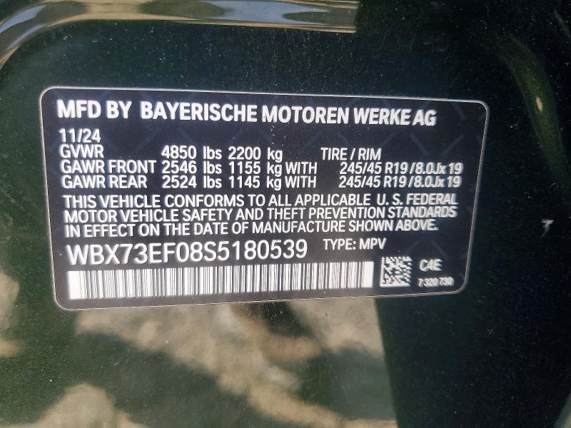 2025 Bmw X1 მანქანა იყიდება აუქციონზე, vin: WBX73EF08S5180539, აუქციონის ნომერი: 77491075