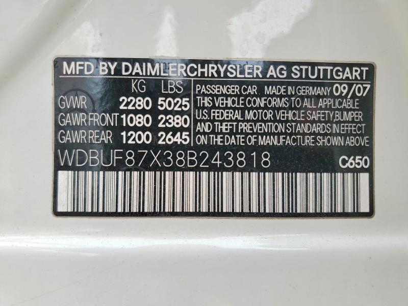 Продажа на аукционе авто 2008 Mercedes-benz E, vin: WDBUF87X38B243818, номер лота: 77012815