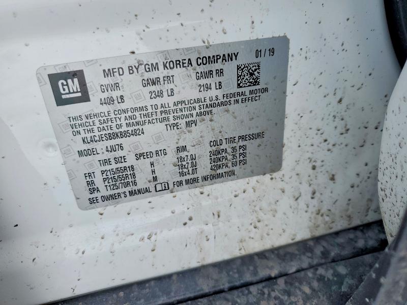 78107695 :رقم المزاد ، KL4CJESB8KB854824 vin ، 2019 Buick Encore مزاد بيع