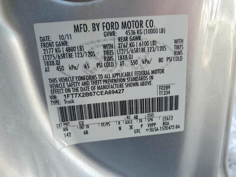 Aukcja sprzedaży 2012 Ford F250, vin: 1FT7X2B67CEA69427, numer aukcji: 77027485