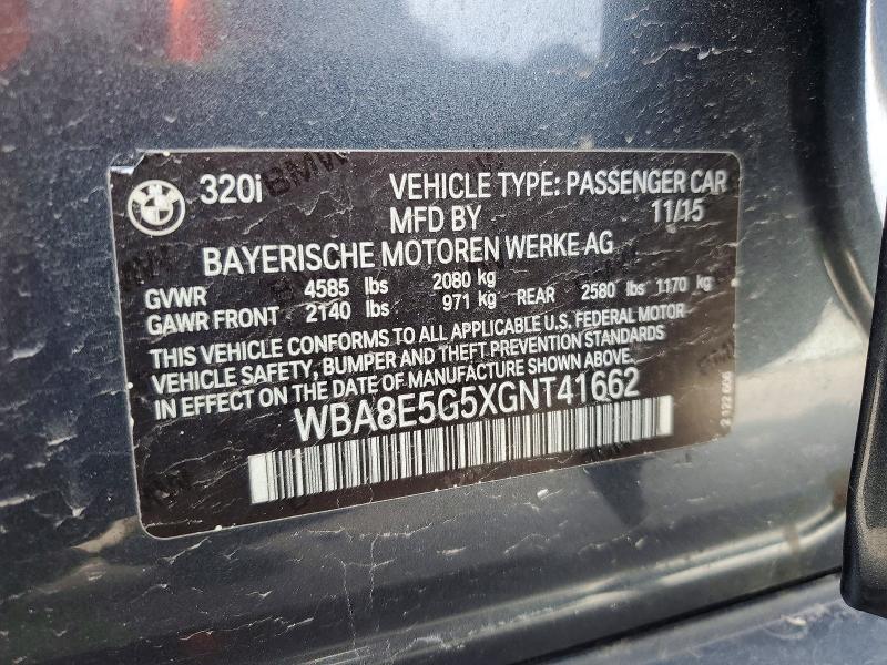 78857315 :رقم المزاد ، WBA8E5G5XGNT41662 vin ، 2016 Bmw 320 مزاد بيع