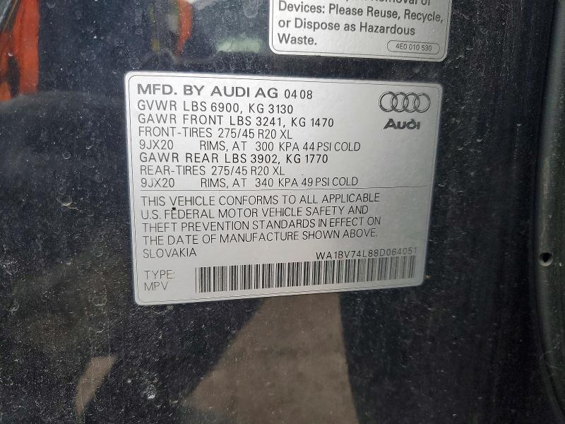 Aukcja sprzedaży 2008 Audi Q7, vin: WA1BV74L88D064051, numer aukcji: 76253035