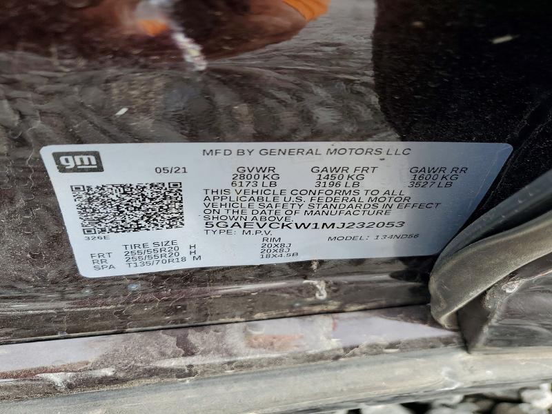 Продаж на аукціоні авто 2021 Buick Enclave, vin: 5GAEVCKW1MJ232053, номер лоту: 77132145