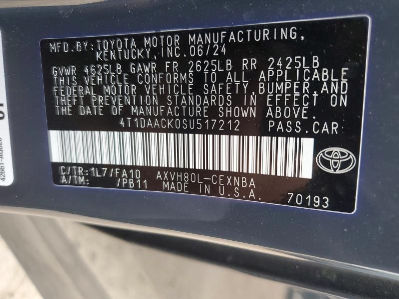 Aukcja sprzedaży 2025 Toyota Camry, vin: 4T1DAACK0SU517212, numer aukcji: 77851625