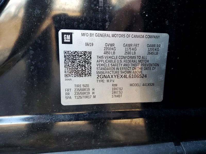 Aukcja sprzedaży 2020 Chevrolet Equinox, vin: 2GNAXYEX4L6106524, numer aukcji: 76395995