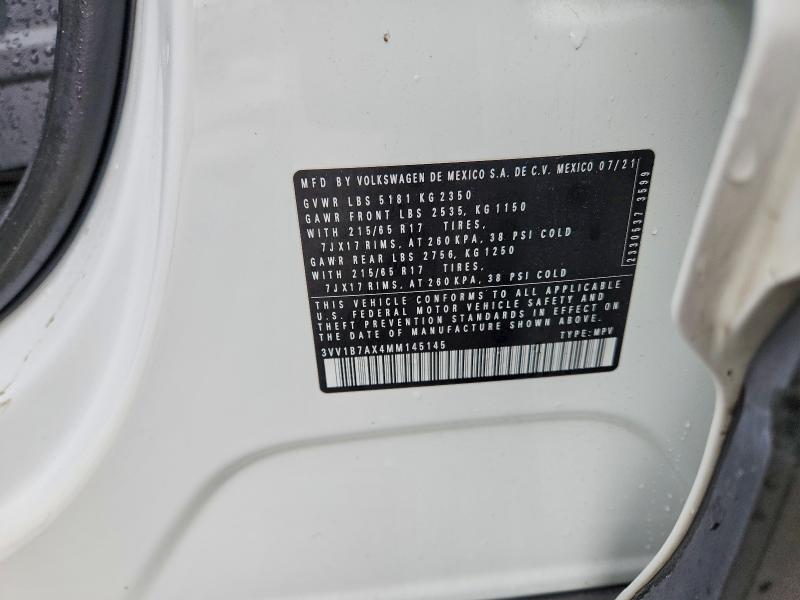 Aukcja sprzedaży 2021 Volkswagen Tiguan, vin: 3VV1B7AX4MM145145, numer aukcji: 75439715