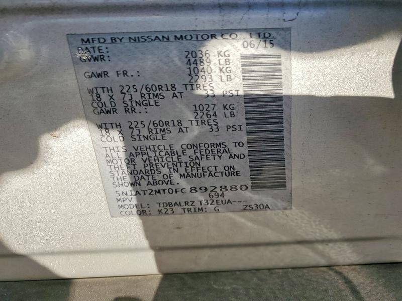 Aukcja sprzedaży 2015 Nissan Rogue, vin: 5N1AT2MT0FC892880, numer aukcji: 77362465