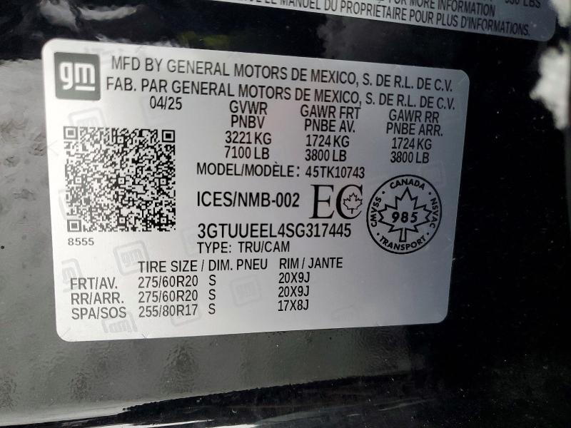 Aukcja sprzedaży 2025 Gmc Sierra, vin: 3GTUUEEL4SG317445, numer aukcji: 75734095
