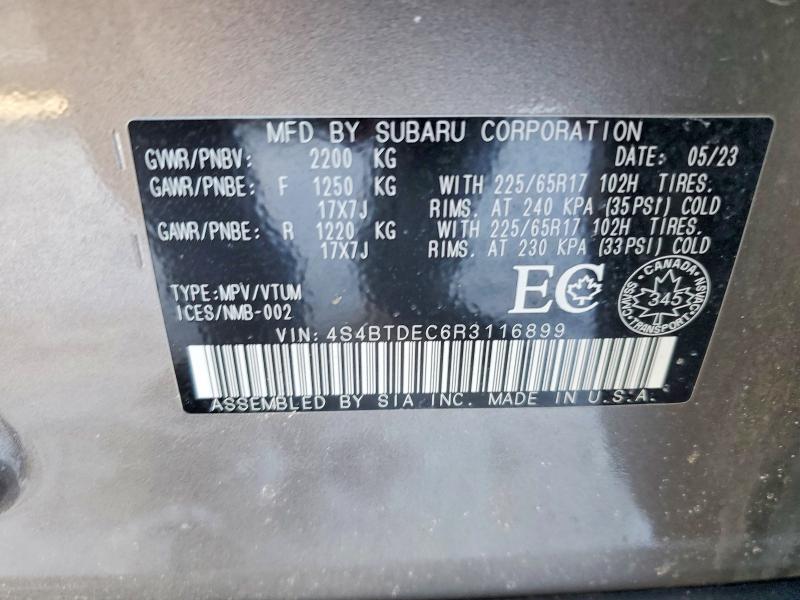 Aukcja sprzedaży 2024 Subaru Outback, vin: 4S4BTDEC6R3116899, numer aukcji: 78887565