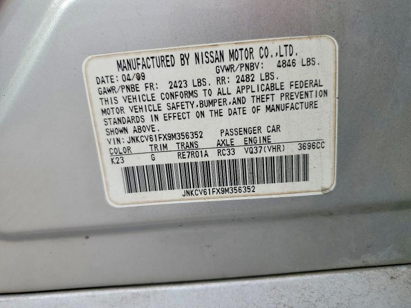 77744385 :رقم المزاد ، JNKCV61FX9M356352 vin ، 2009 Infiniti G37 مزاد بيع