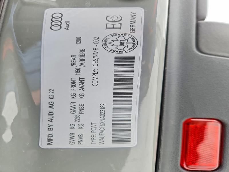 Aukcja sprzedaży 2022 Audi A5, vin: WAUFACF5XNA023182, numer aukcji: 78639245