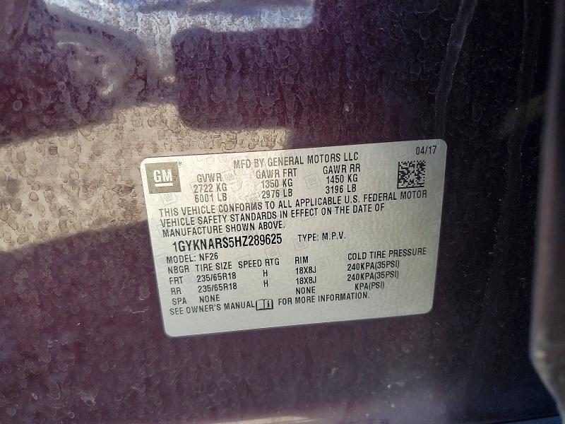 Aukcja sprzedaży 2017 Cadillac Xt5, vin: 1GYKNARS5HZ289625, numer aukcji: 76033205