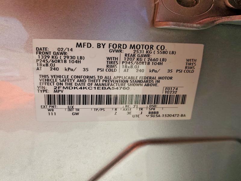 Продажа на аукционе авто 2014 Ford Edge, vin: 2FMDK4KC1EBA54760, номер лота: 78854785