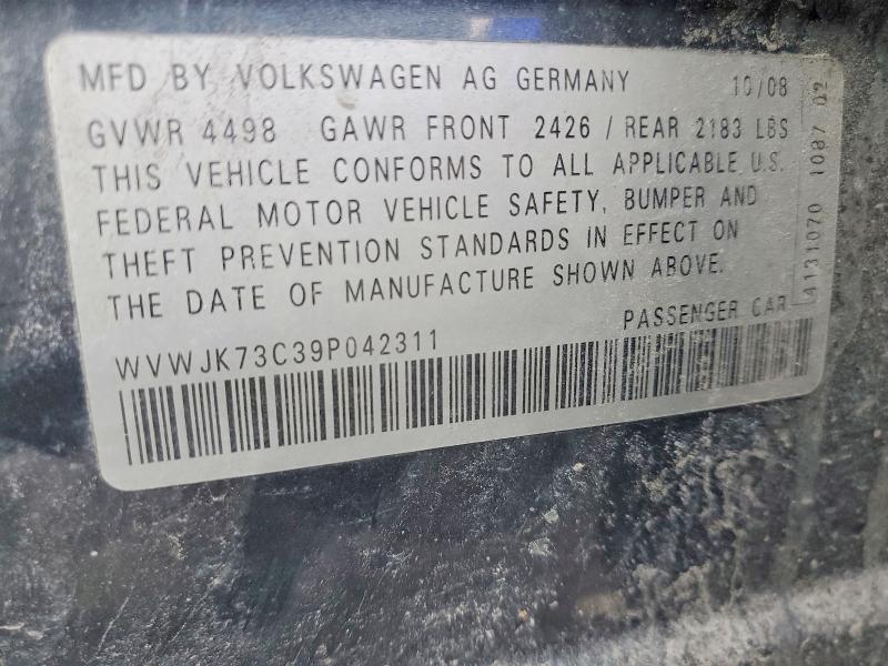 78638265 :رقم المزاد ، WVWJK73C39P042311 vin ، 2009 Volkswagen Passat مزاد بيع