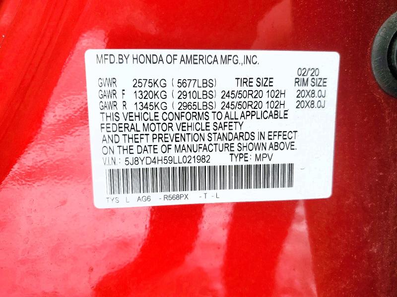 Продажа на аукционе авто 2020 Acura Mdx, vin: 5J8YD4H59LL021982, номер лота: 78050025