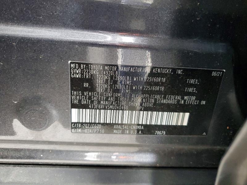 Auction sale of the 2021 Toyota Rav4, vin: 4T3E6RFV5MU040460, lot number: 77614445
