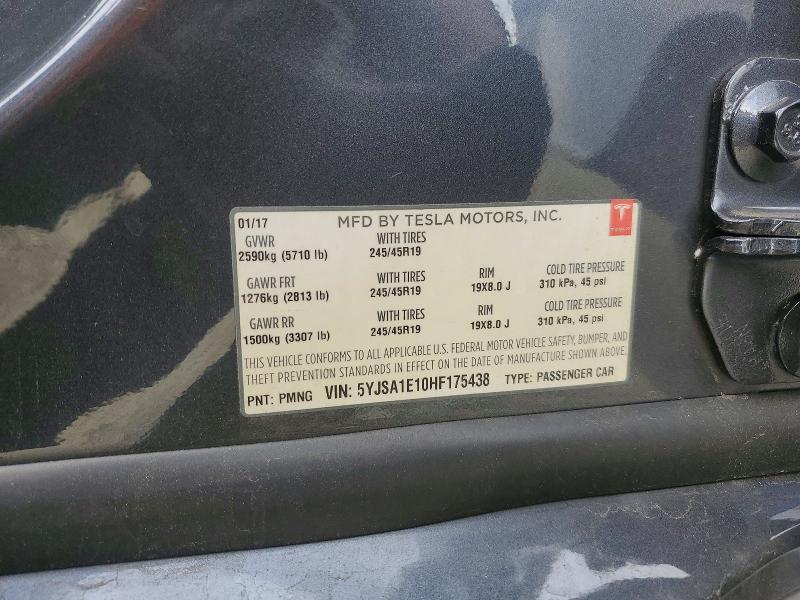 Aukcja sprzedaży 2017 Tesla Model S, vin: 5YJSA1E10HF175438, numer aukcji: 78839825