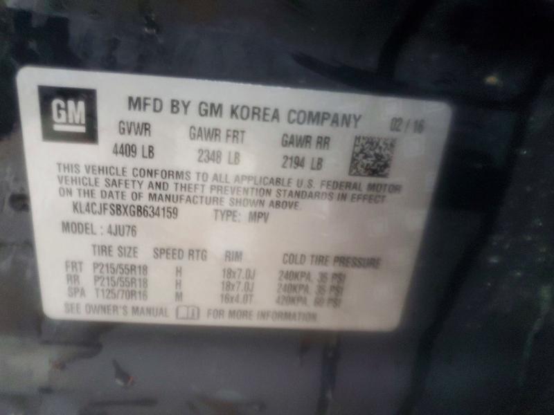 77906645 :رقم المزاد ، KL4CJFSBXGB634159 vin ، 2016 Buick Encore مزاد بيع