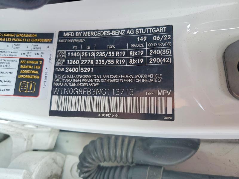 Продажа на аукционе авто 2022 Mercedes-benz Glc, vin: W1N0G8EB3NG113713, номер лота: 76591545