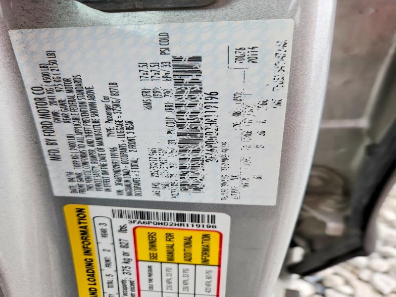 Aukcja sprzedaży 2017 Ford Fusion Se, vin: 3FA6P0HD2HR119196, numer aukcji: 77689905