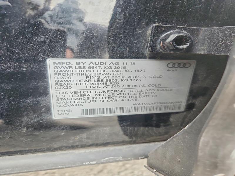 Aukcja sprzedaży 2019 Audi Q7, vin: WA1VAAF70KD020056, numer aukcji: 76605925