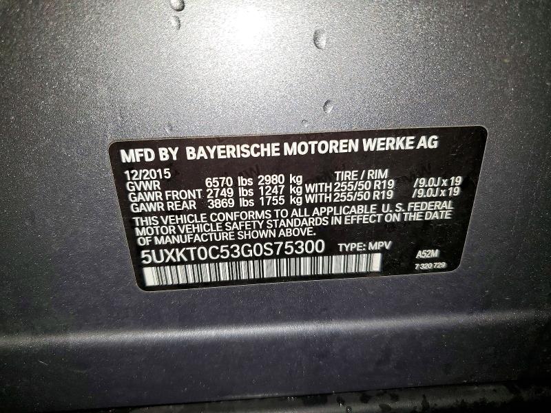 78377025 :رقم المزاد ، 5UXKT0C53G0S75300 vin ، 2016 Bmw X5 مزاد بيع