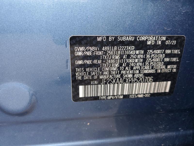 Aukcja sprzedaży 2023 Subaru Forester, vin: JF2SKAACXPH520706, numer aukcji: 78485695