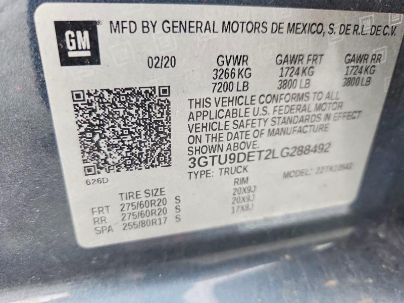 76769515 :رقم المزاد ، 3GTU9DET2LG288492 vin ، 2020 Gmc Sierra مزاد بيع