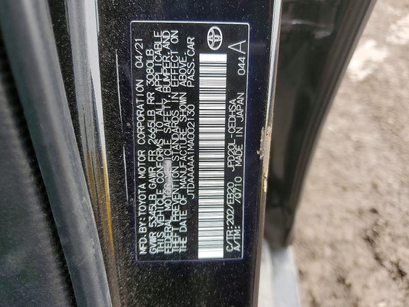 77214015 :رقم المزاد ، JTDAAAAA1MA002130 vin ، 2021 Toyota Mirai Xle مزاد بيع