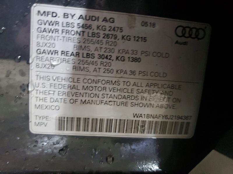 Продаж на аукціоні авто 2018 Audi Q5, vin: WA1BNAFY6J2194367, номер лоту: 78174205