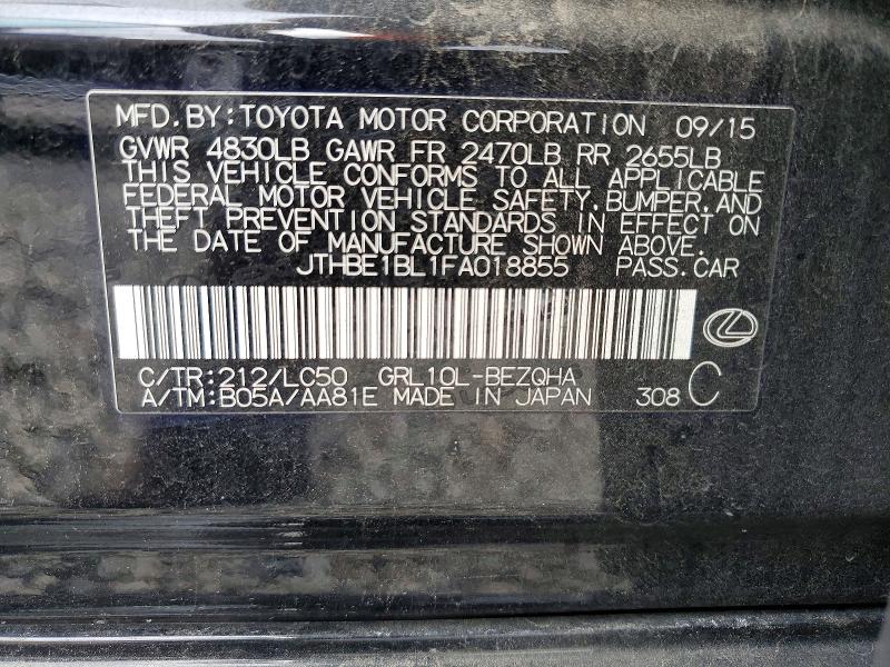 Продаж на аукціоні авто 2015 Lexus Gs 350, vin: JTHBE1BL1FA018855, номер лоту: 74980665