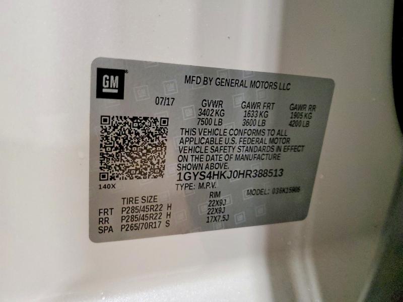 Aukcja sprzedaży 2017 Cadillac Escalade, vin: 1GYS4HKJ0HR388513, numer aukcji: 78251635