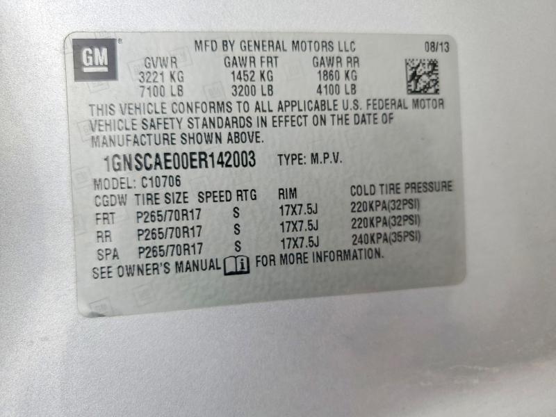 76912275 :رقم المزاد ، 1GNSCAE00ER142003 vin ، 2014 Chevrolet Tahoe مزاد بيع
