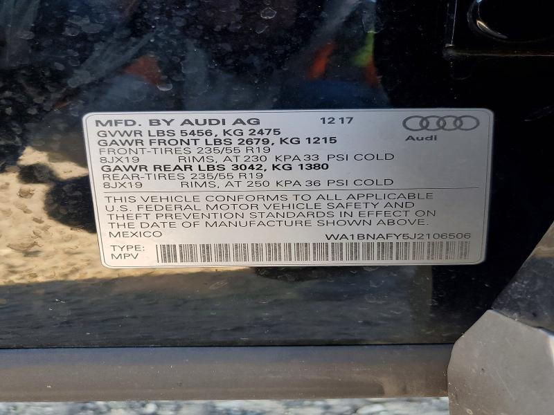 77626745 :رقم المزاد ، WA1BNAFY5J2106506 vin ، 2018 Audi Q5 مزاد بيع