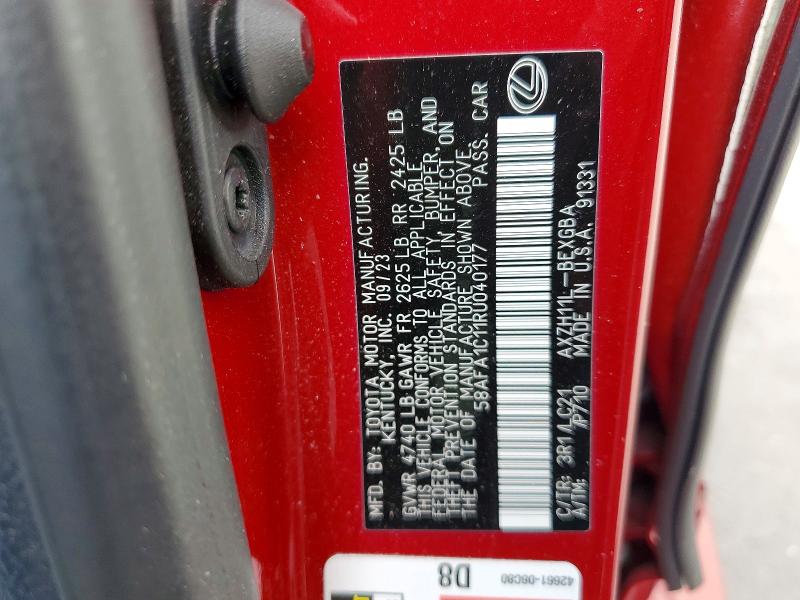 2024 Lexus Es 300h მანქანა იყიდება აუქციონზე, vin: 58AFA1C11RU040177, აუქციონის ნომერი: 77769125