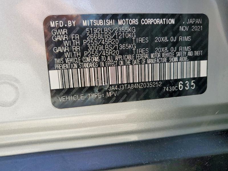 Продаж на аукціоні авто 2022 Mitsubishi Outlander, vin: JA4J3TA84NZ035252, номер лоту: 78754745
