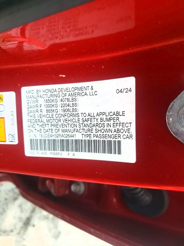 Продажа на аукционе авто 2024 Acura Integra, vin: 19UDE4H32RA026441, номер лота: 76632915