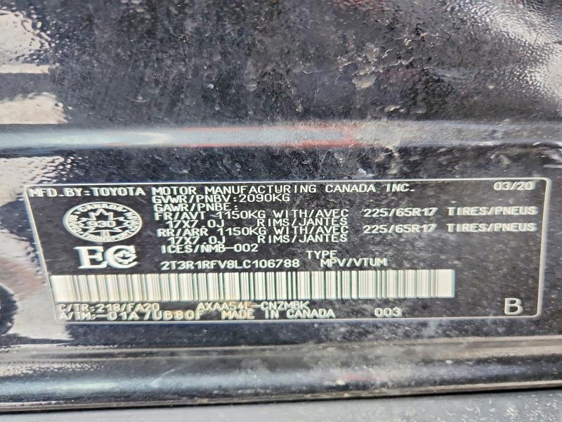 2020 Toyota Rav4 მანქანა იყიდება აუქციონზე, vin: 2T3R1RFV8LC106788, აუქციონის ნომერი: 74957985