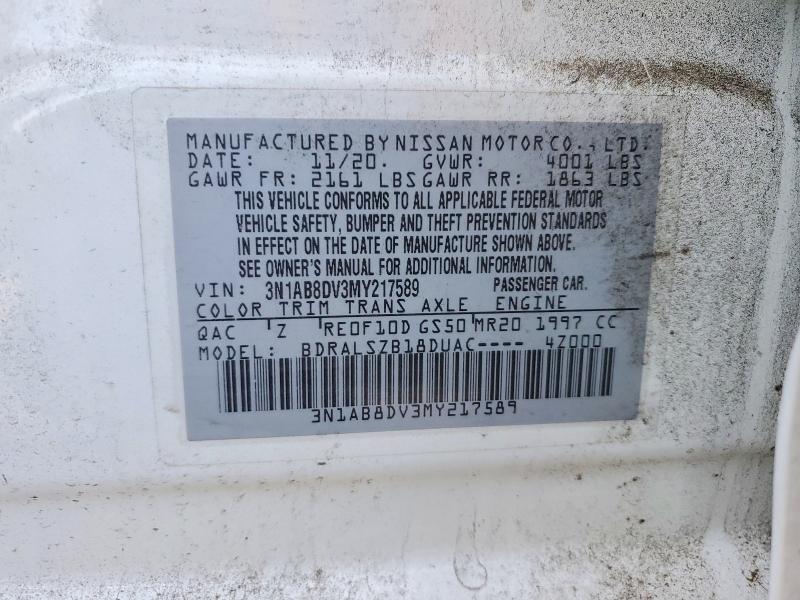 Продаж на аукціоні авто 2021 Nissan Sentra, vin: 3N1AB8DV3MY217589, номер лоту: 77838715